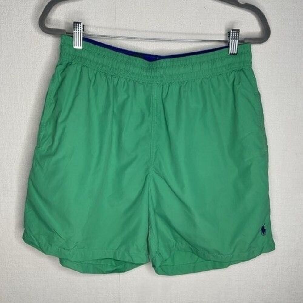 VTG Polo Ralph Lauren Mesh Lined Summer Beach Swim Trunk Shorts Men Size L Green